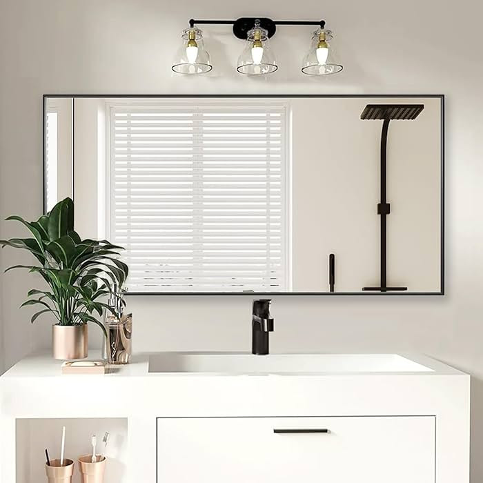 20x40 Inch Black Bathroom Mirror for Wall, Aluminum Frame Rectangle Rectangular Vanity Mirror, Mo... | Amazon (US)