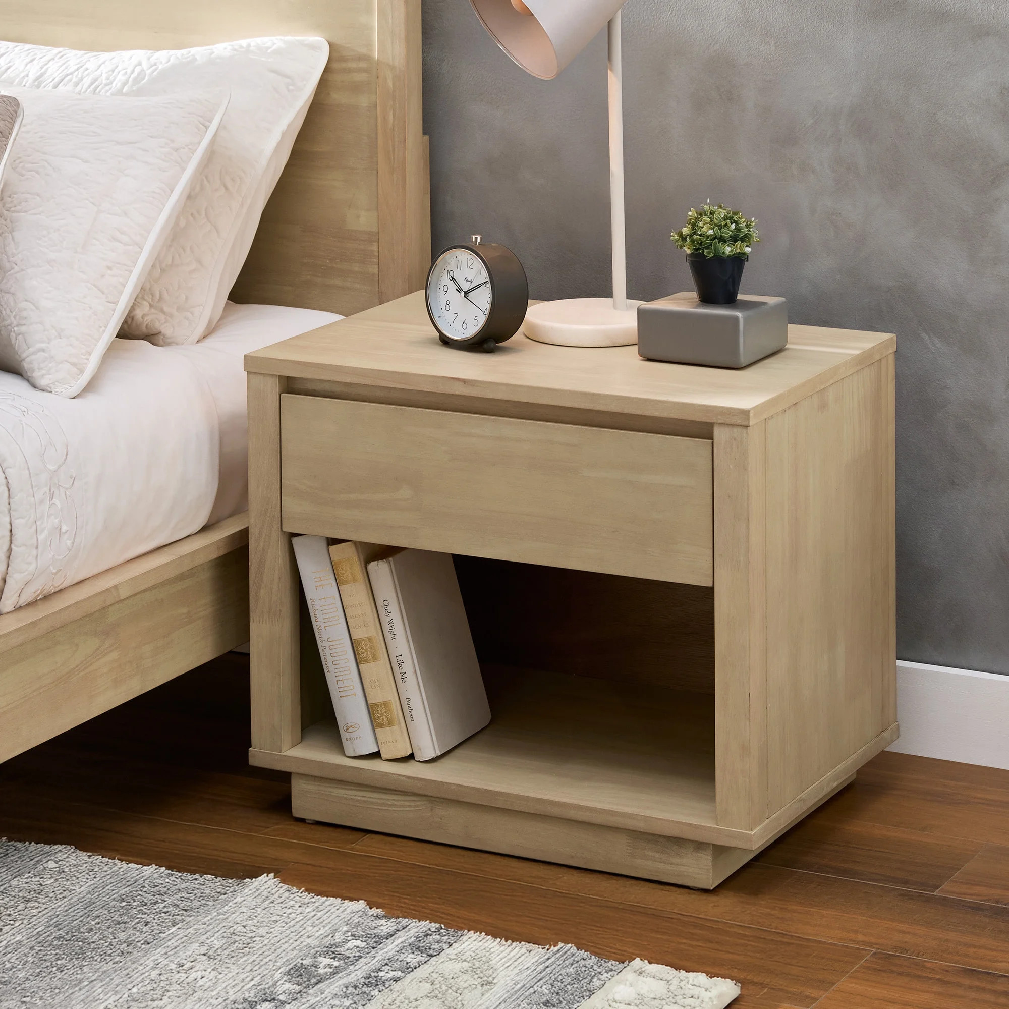 Weston Home Potrero Modern Nightstand with 1-Drawer, Natural Finish - Walmart.com | Walmart (US)