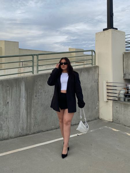 new years eve outfit, nye, outfit inspo, black blazer, mini skirt, minimal outfit, black pointed toe slingback heels, express

#LTKfit #LTKHoliday #LTKstyletip
