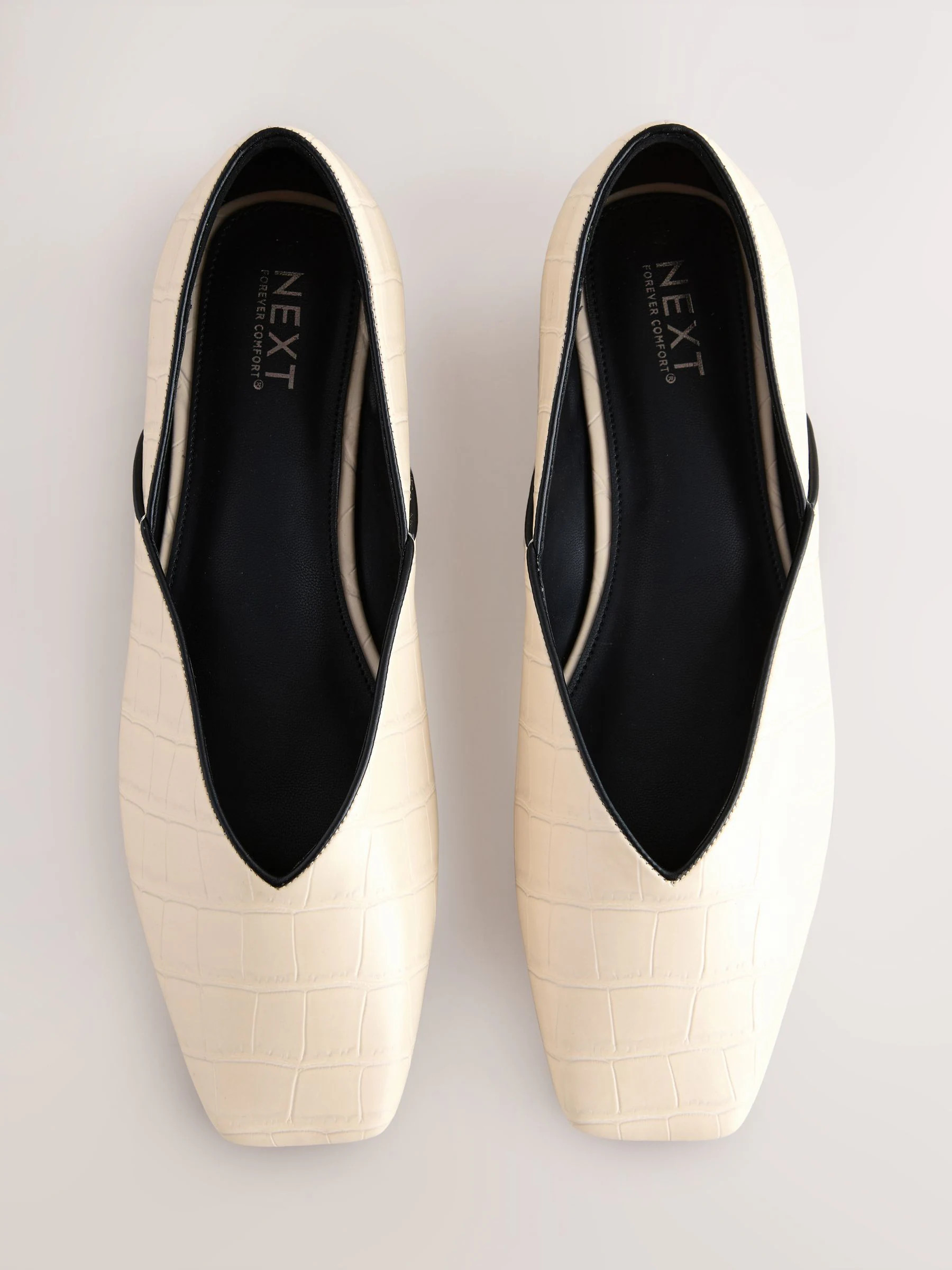 Buy Bone Croc Forever Comfort® Square Toe Ballerinas from Next Ireland | Next EU