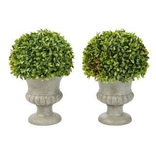 9.5 in. Artificial Faux Foliage Arrangement with Decorative Urn (Set of 2) | The Home Depot