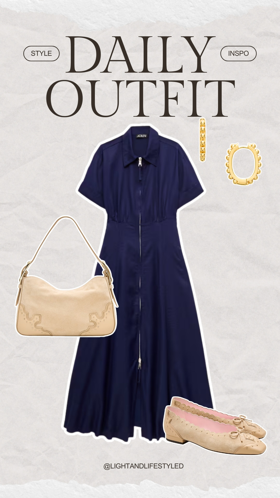 A timeless navy midi dress moment 💙
This zip-front dress is flattering and versatile—styled with neutral ballet flats, a beige shoulder bag, and gold jewelry for an easy everyday outfit. 

 

#LTKootd #LTKSeasonal #LTKSaleAlert