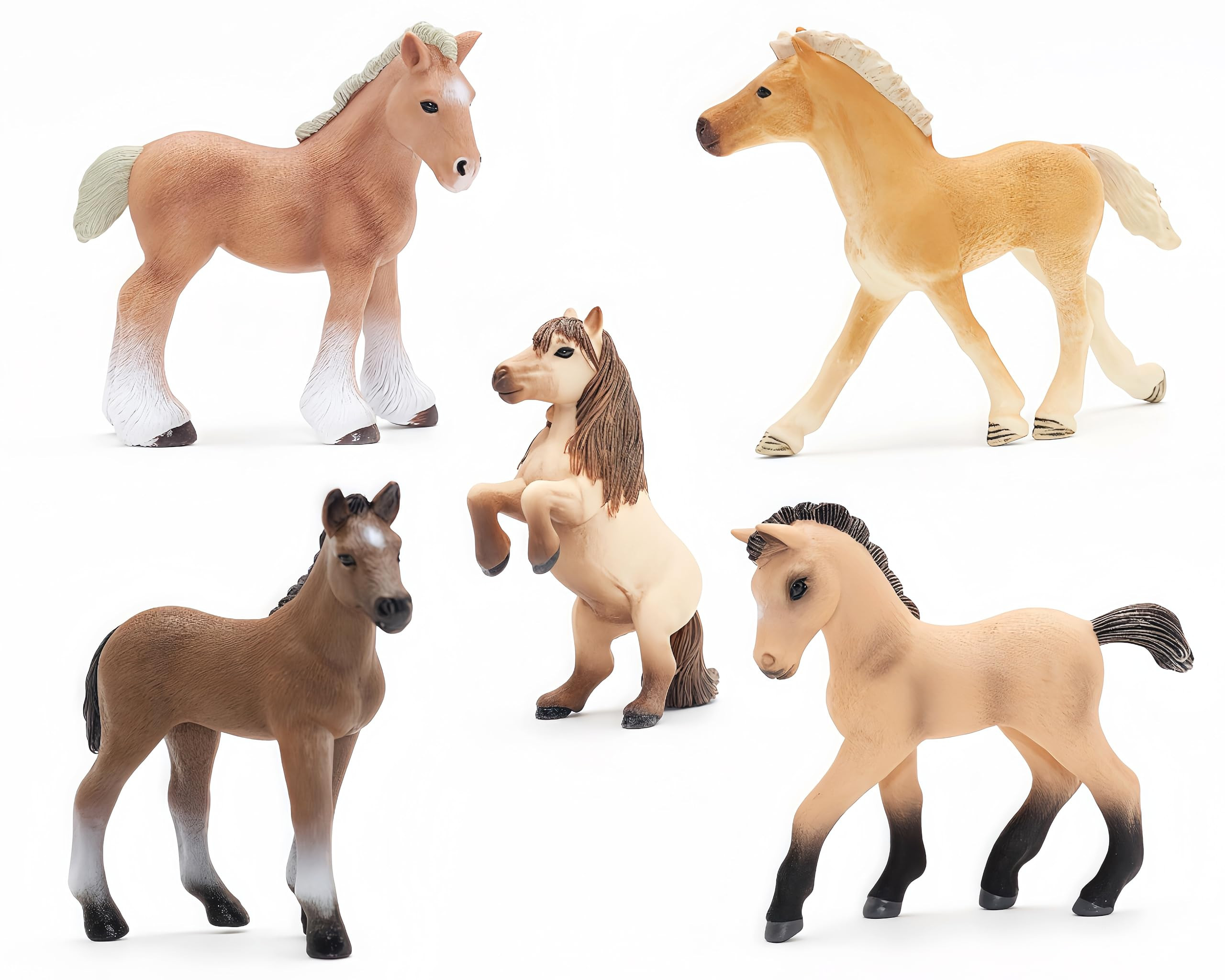 Gemini&Genius 5PCS Horse Cubs Toy Figure, Plastic Baby Horse Figurines, Horse Animal Toys for Gir... | Amazon (US)