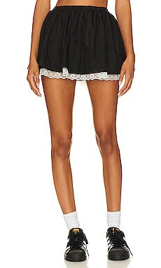 For Love & Lemons Maye Mini Skirt in Black from Revolve.com | Revolve Clothing (Global)