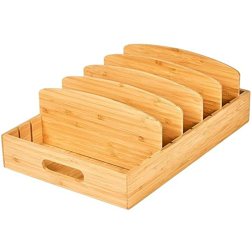 Extra Large Bamboo Food Container Lid Organizer for Kitchen Cabinet | Amazon (US)
