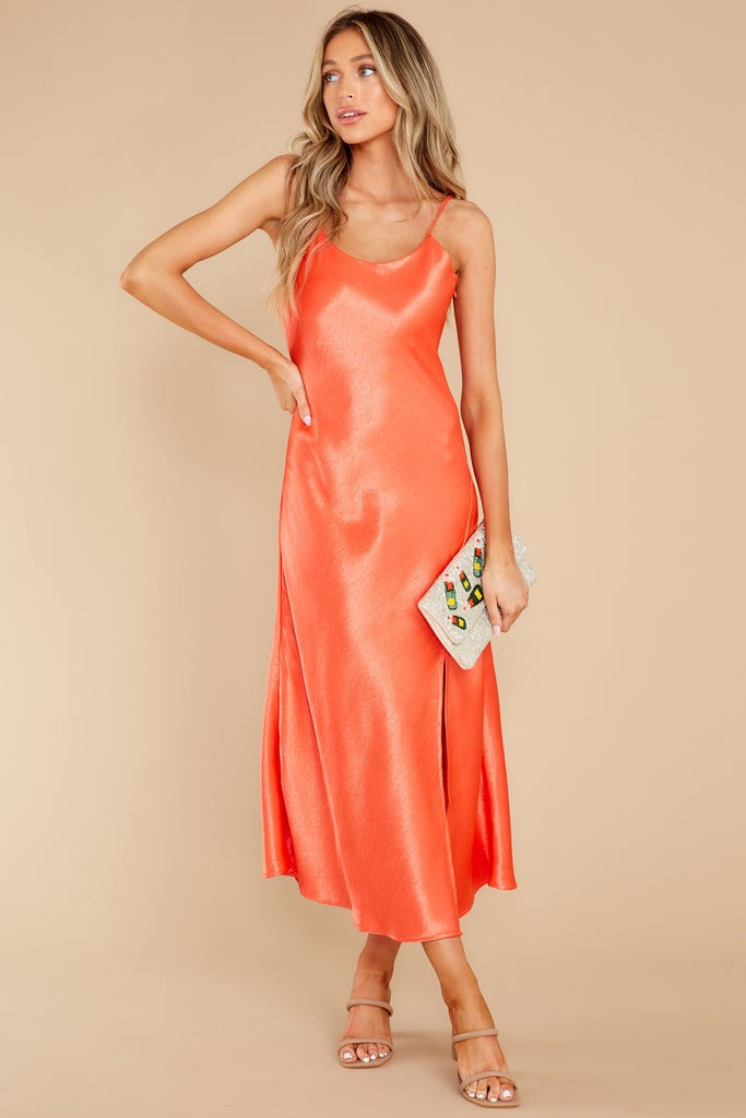 Divine Elegance Coral Red Midi Dress | Red Dress 