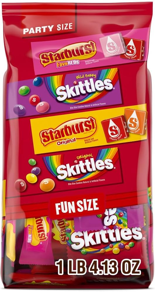SKITTLES Original, SKITTLE Wild Berry & STARBURST Original and STARBURST FaveRed Fruity Halloween... | Amazon (US)