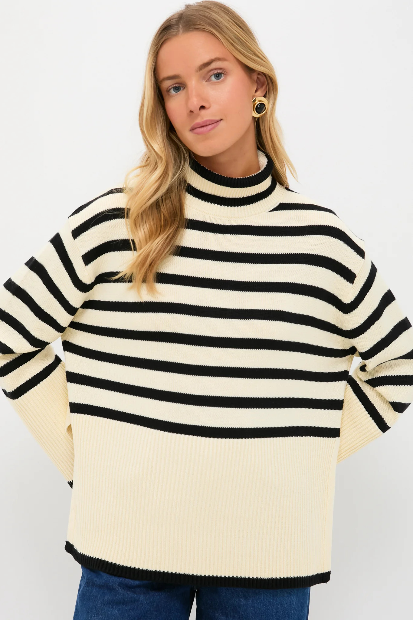 Exclusive Cream Striped Turtleneck Sweater | Tuckernuck (US)