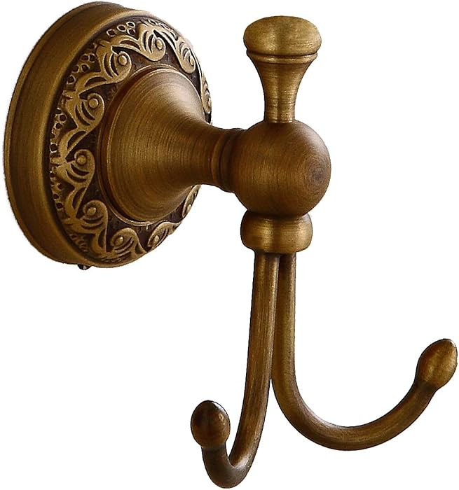 Antique Brass Towel Hook, Screw-Mounted Shower Wall Hook, Wall-Mounted Bathroom Hook for Hanging ... | Amazon (US)
