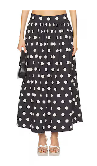 Deven Midi Skirt in Black Polka Dot | Revolve Clothing (Global)