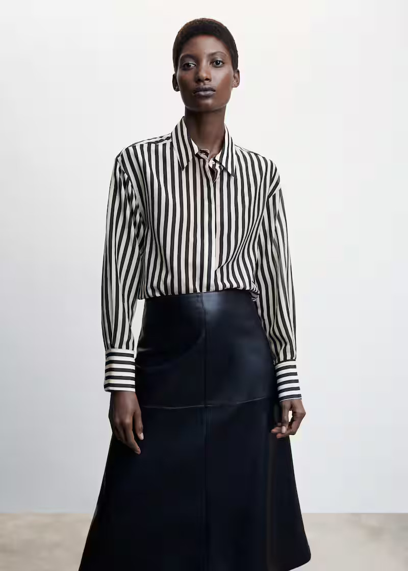 Striped cotton oversized shirt | MANGO (US)