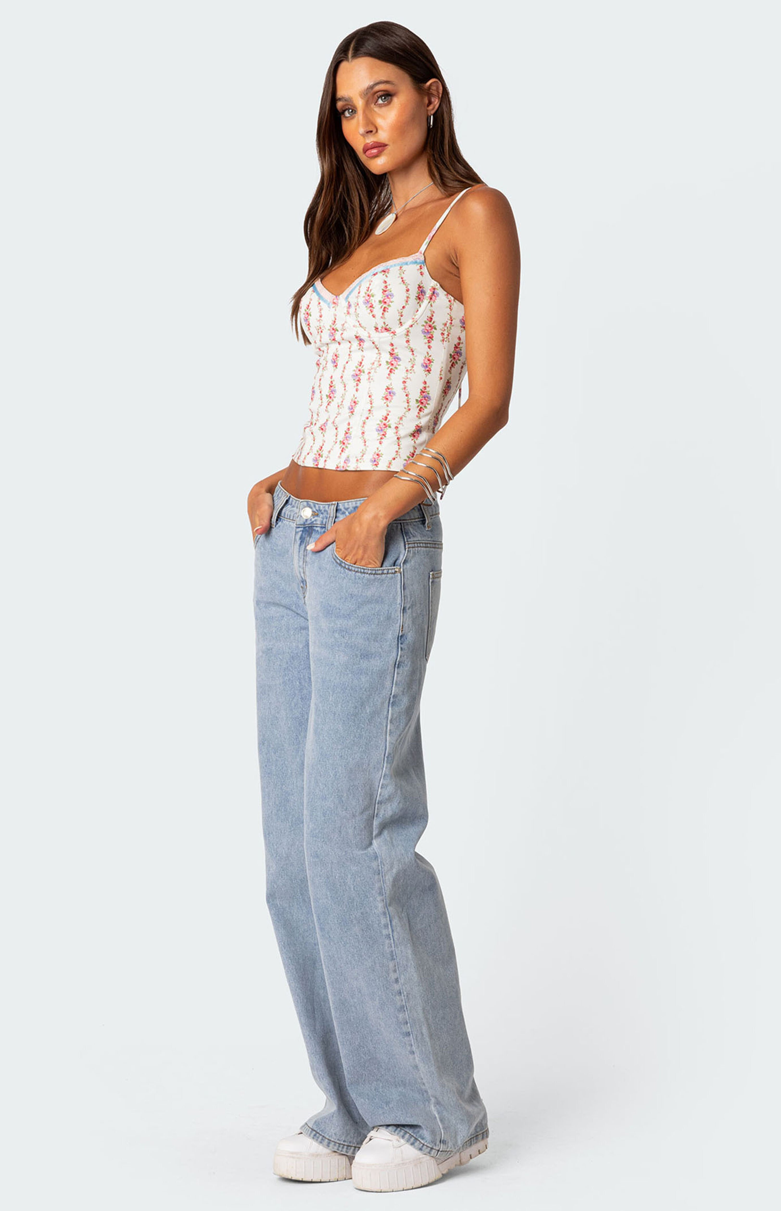 Edikted Indira Printed Cupped Lace Up Corset | PacSun
