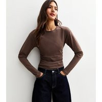 Women's Brown Long Sleeve Pleated Side Corset Top New Look | New Look (UK)