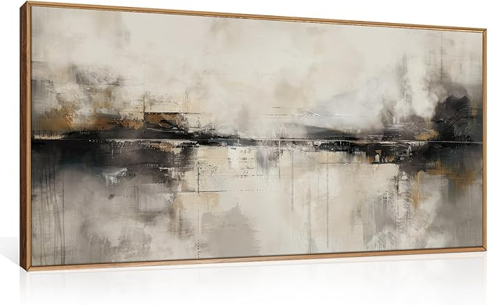HOURIA Large Neutral Black Brown Framed Canvas Wall Art Set,Abstract Gray Wall Decor,Minimalist B... | Amazon (US)