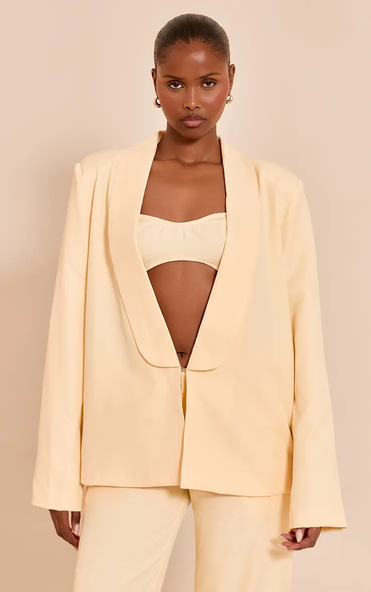 Butter Yellow Butter Yellow Tailored Longline Blazer Co-ord | PrettyLittleThing USA | PrettyLittleThing US