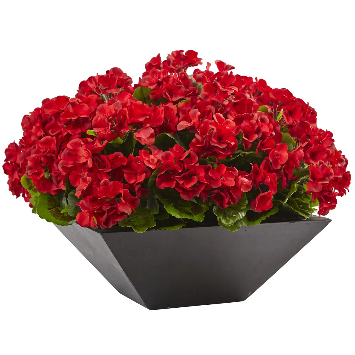 15in. Geranium with Black Planter UV Resistant (Indoor/Outdoor) | Wayfair North America