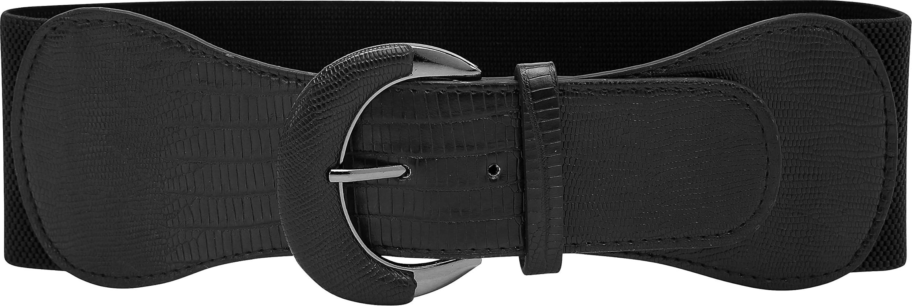 BlackButterfly Wide PU Elastic Stretch Thick Buckle Waist Belt | Amazon (US)