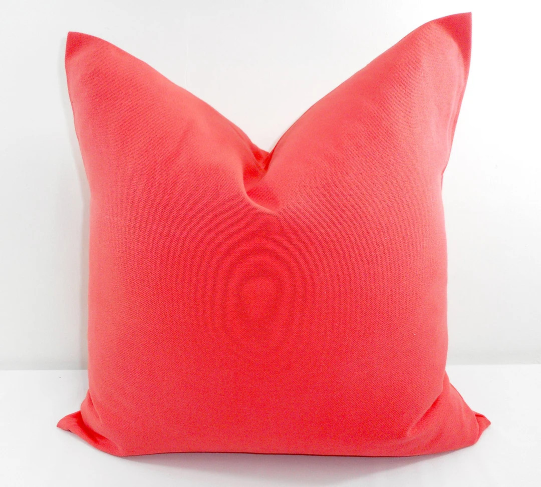 Coral Pillow Cover. Solid Color Pillow cover. Country Style Pillow Case. 1 piece.  cotton. Select... | Etsy (US)