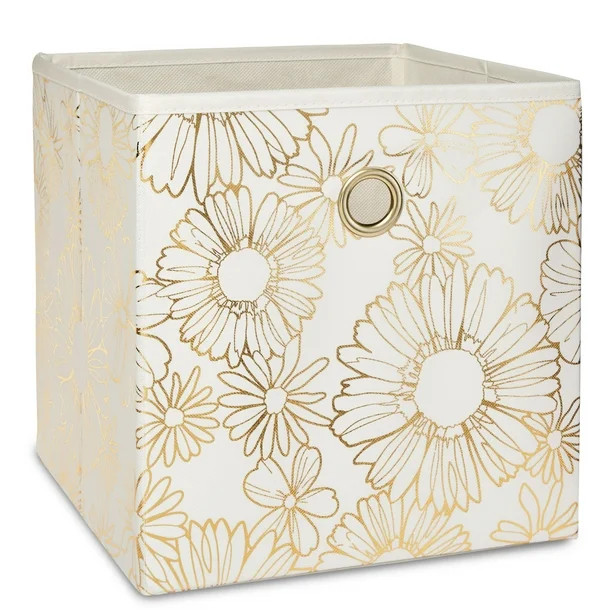 Mainstays Collapsible Fabric Cube Storage Bins (10.5" x 10.5"), Gold Metallic, 4 Pack | Walmart (US)