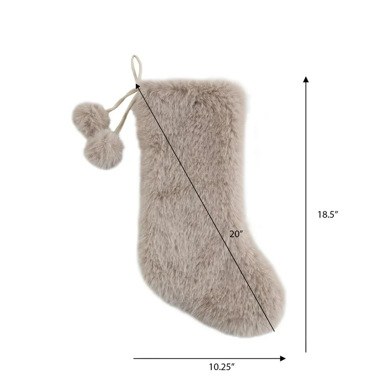 Faux Fur Christmas Stocking, Gray, 18.25", by Holiday Time | Walmart (US)