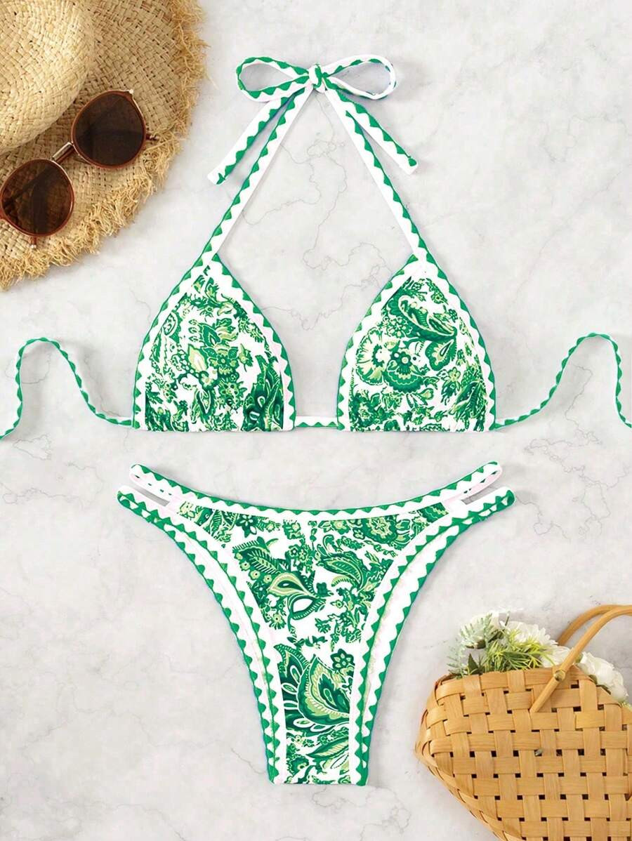 Women's Retro Colorblock Simple Daily Bikini Set Summer Beach | SHEIN