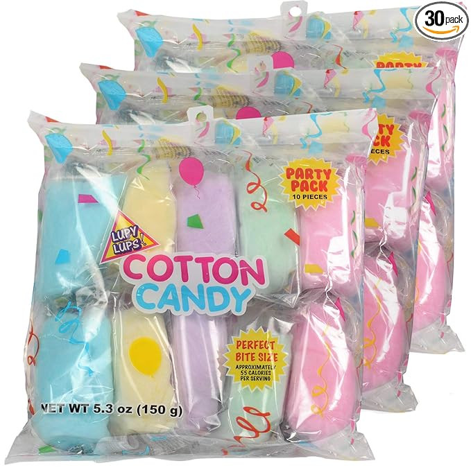 Cotton Candy Bags - Assorted Flavors 30 pack - Individual Package Big Bulk - Pastel Candy for Sto... | Amazon (US)