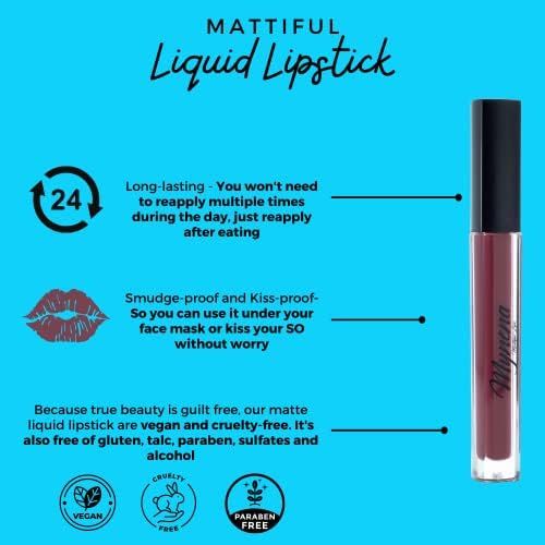 Mynena Burgundy Liquid Lipstick Matte Velvet Finish Long Lasting Waterproof Lightweight No Smudge... | Amazon (US)