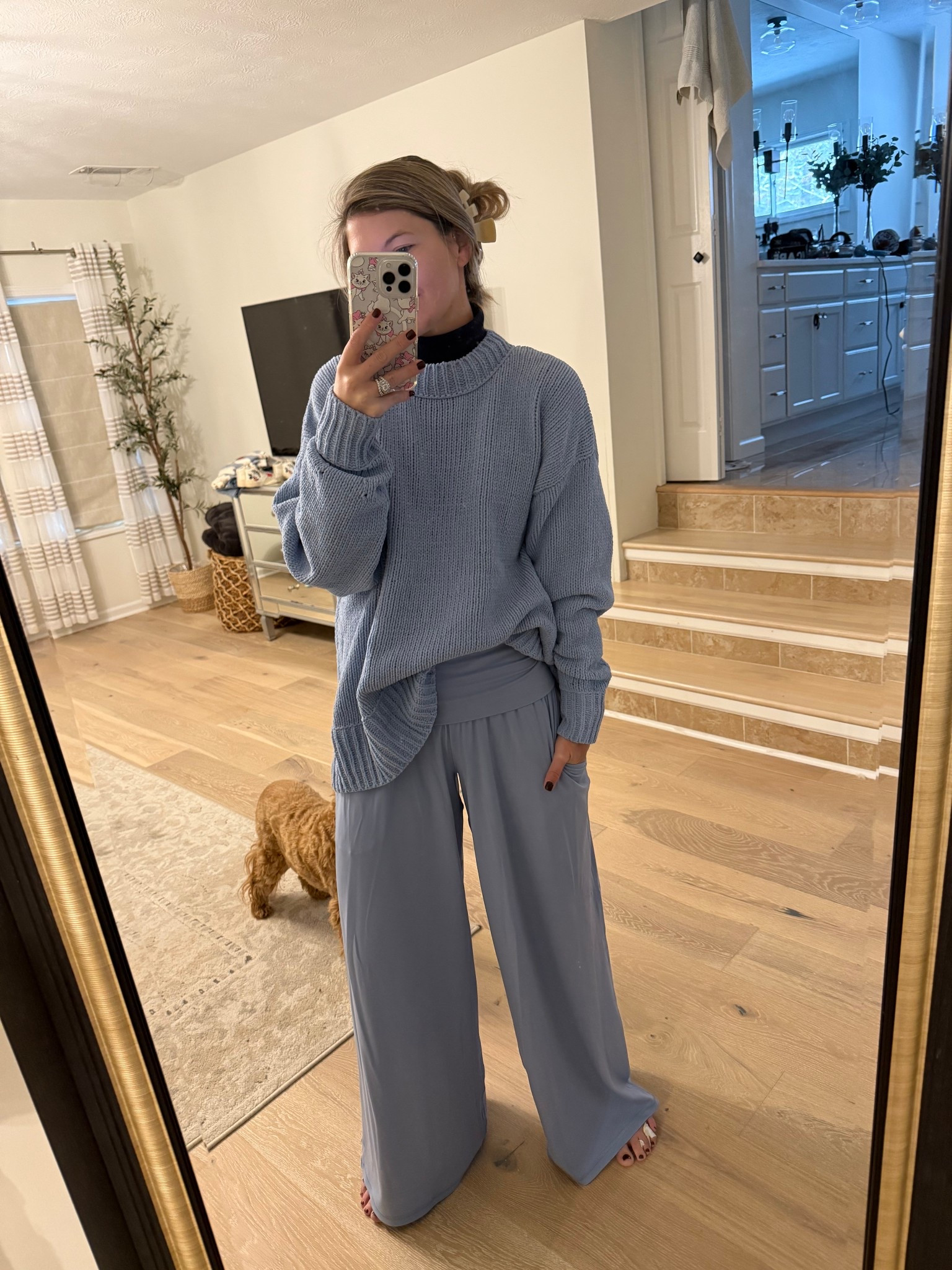 Aerie. Loungewear. Lounge pants. Blue sweater. American eagle  