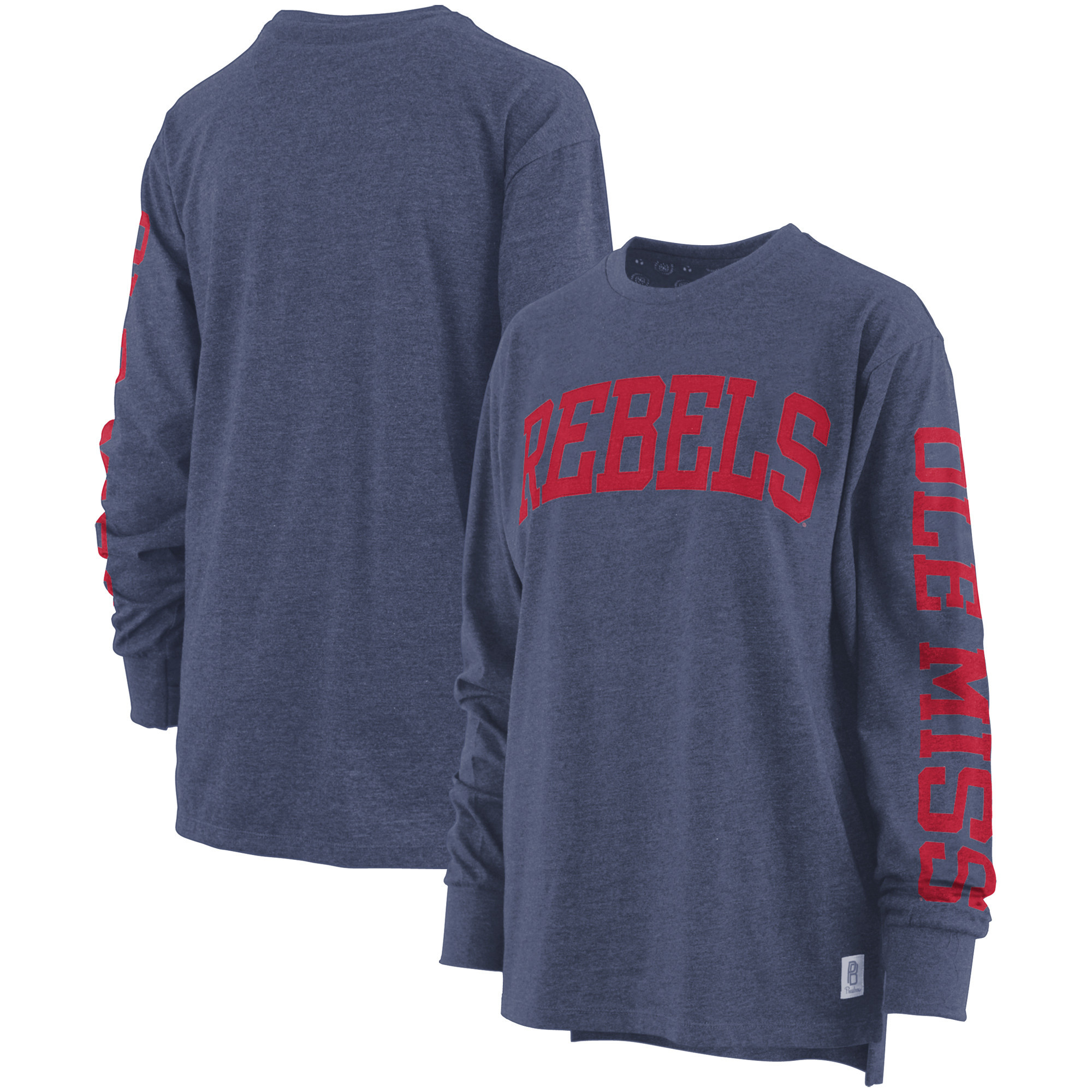 Women's Pressbox Navy Ole Miss Rebels Two-Hit Canyon Long Sleeve T-Shirt | Fanatics