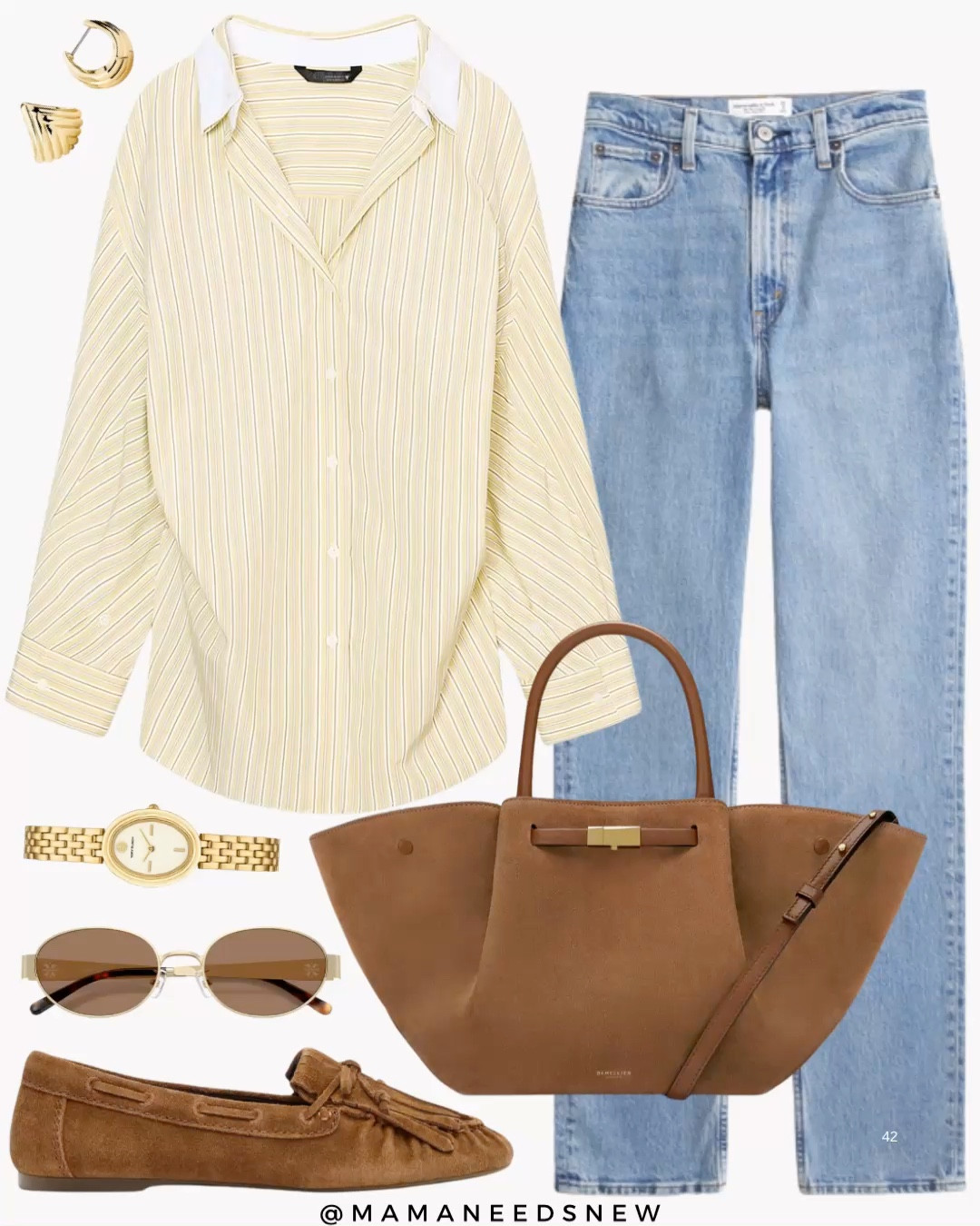 A spring outfit with a striped shirt, jeans, loafers, tote bag 

#LTKootd #LTKSaleAlert #LTKSeasonal