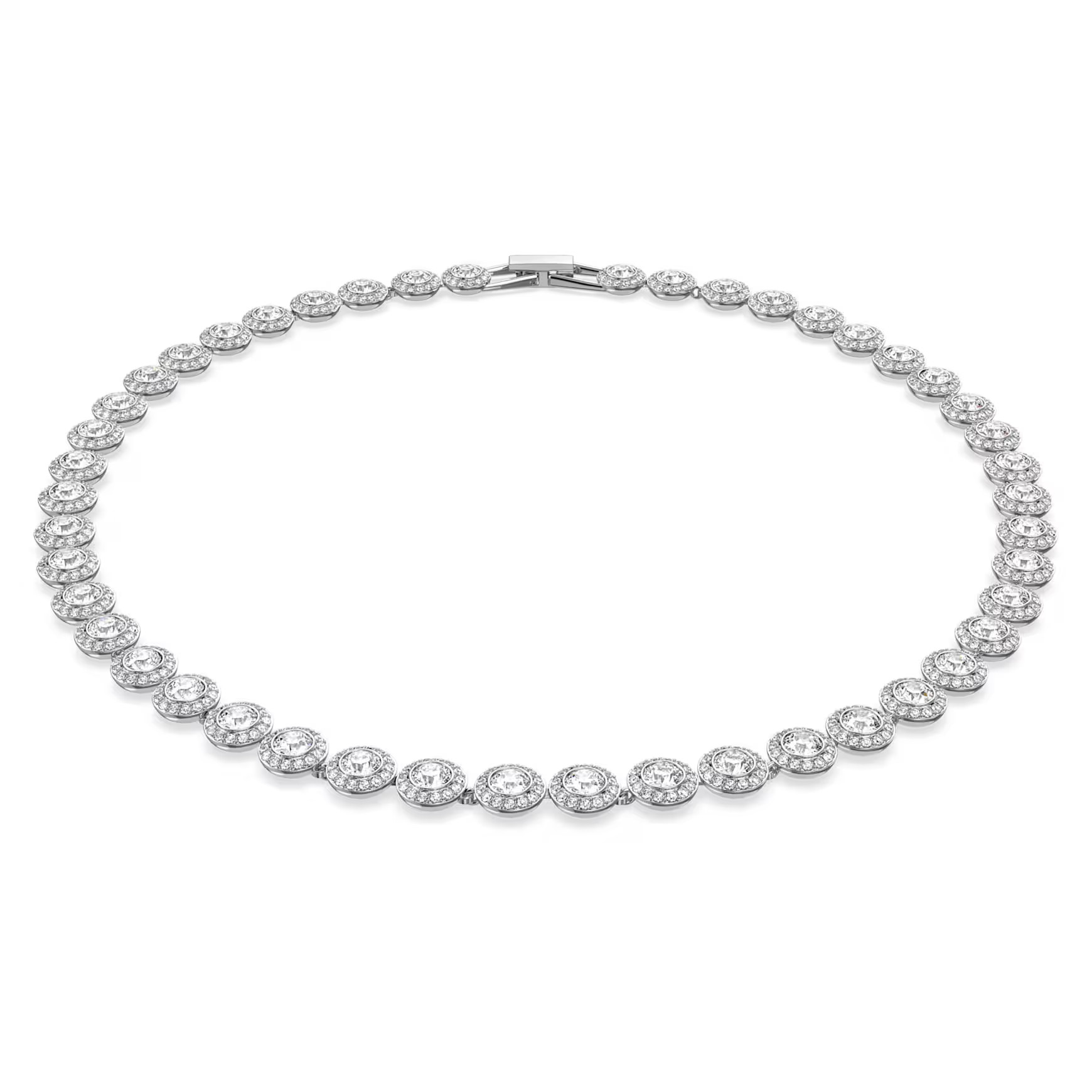 Una Angelic necklace, Round cut, Medium, White, Rhodium plated by SWAROVSKI | SWAROVSKI
