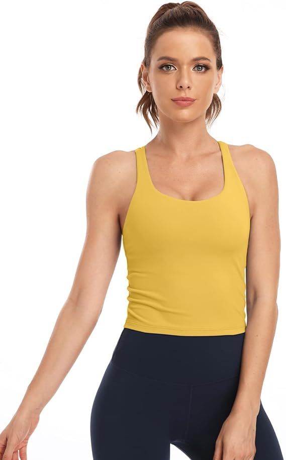 HeyNuts Hawthorn Athletic Women's Longline Medium Impact Wirefree Sports Bras Crop Tops with Remo... | Amazon (US)