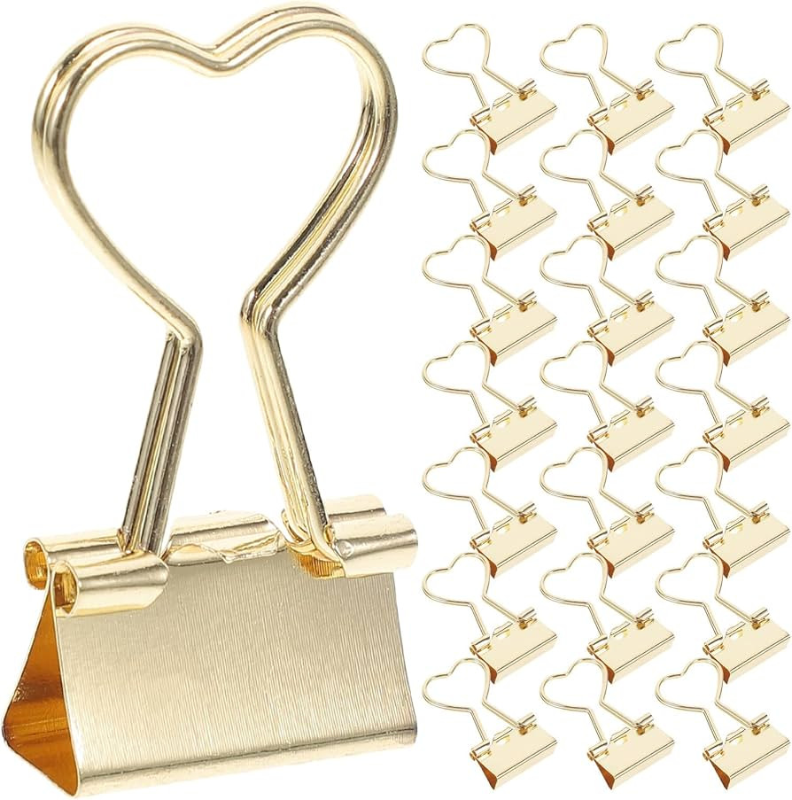 jojofuny Gold Small Binder Clips - 24pcs Heart Shape Metal Mini Binder Clips for Office, Home Sch... | Amazon (US)
