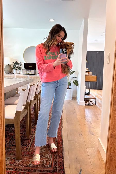 Comfy jeans I wear with everything 💖 Loving this new sweatshirt and linking some similar styles from the brand 

#LTKsalealert #LTKstyletip #LTKSeasonal