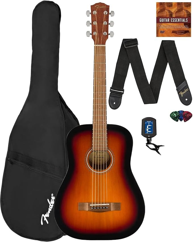 Fender FA-15 3/4-Scale Kids Steel String Acoustic Guitar - Sunburst Learn-to-Play Bundle with Gig... | Amazon (US)