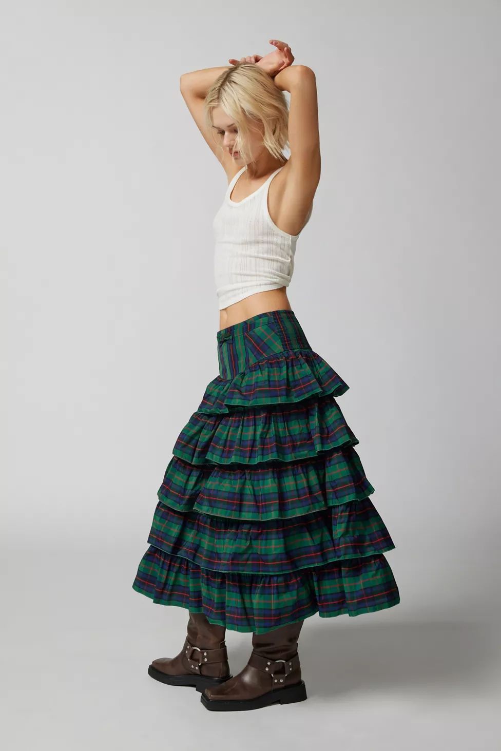 UO Rainee Tiered Ruffle Midi Skirt | Urban Outfitters (US and RoW)