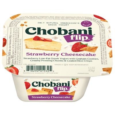 Chobani Flip Strawberry Cheesecake Low Fat Greek Yogurt - 4.5oz | Target