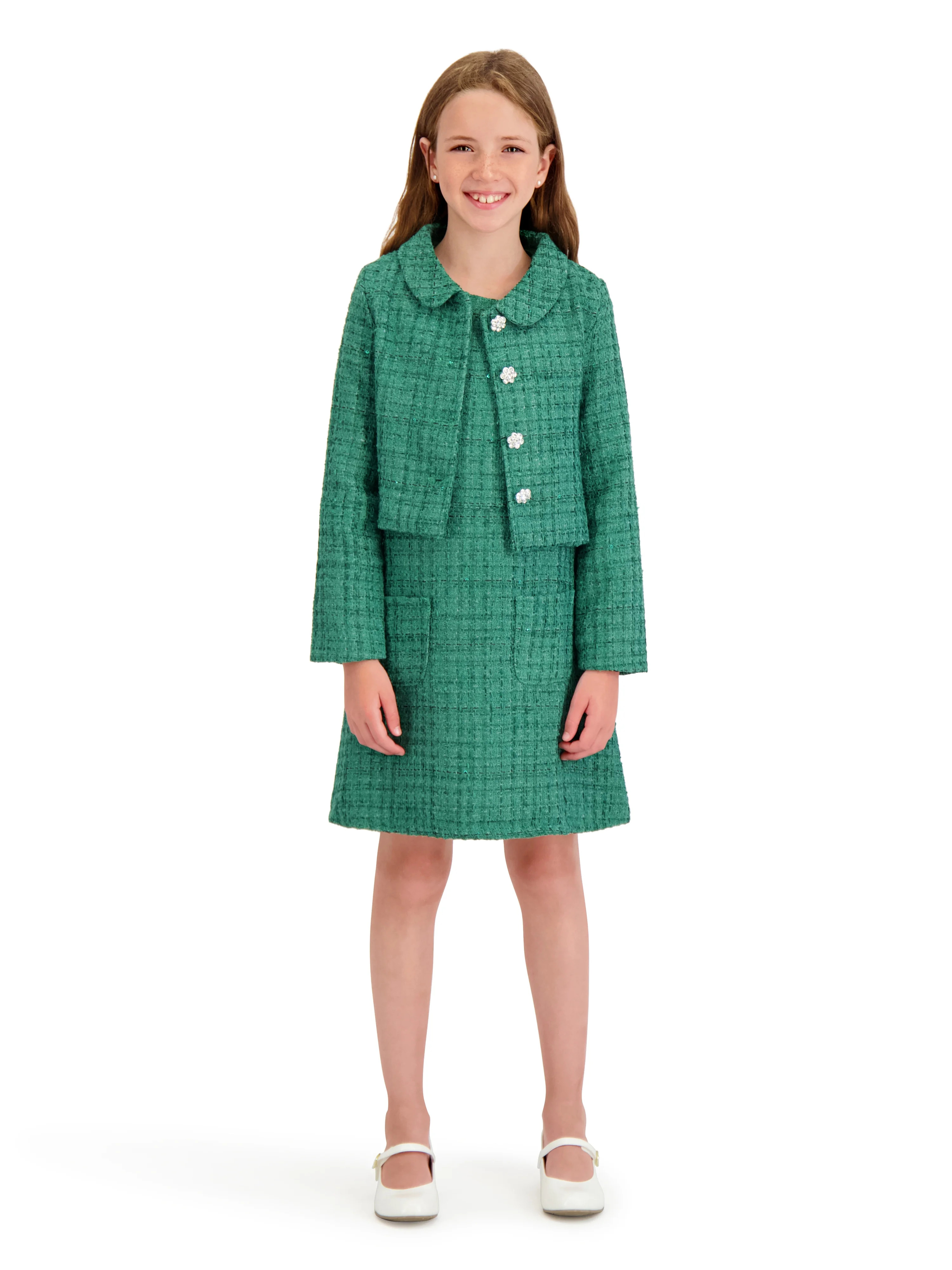 Kensie Girl Sleeveless Boucle Dress and Jacket, Sizes 4-16 | Walmart (US)