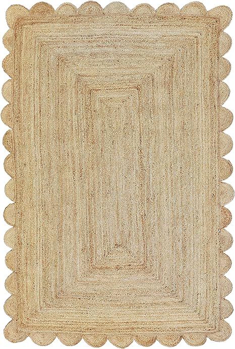 Scalloped Natural Jute Area Rug, Natural Color (4'X6') | Amazon (US)