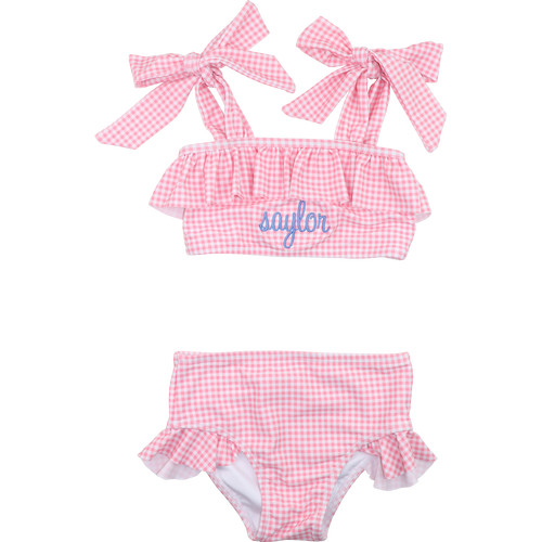 Pink Gingham Lycra Bikini | Cecil and Lou