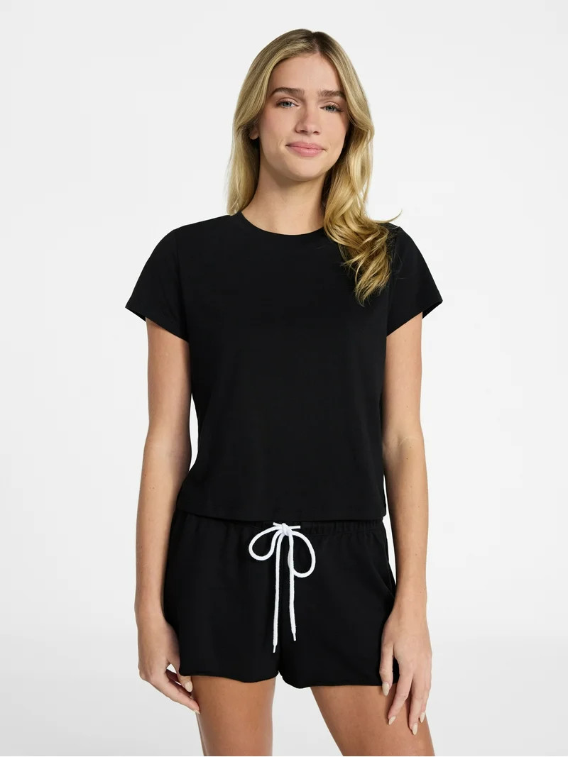 No Boundaries Sleep Tee and Shorts Set, 2-Piece, Women’s XXS-3X | Walmart (US)