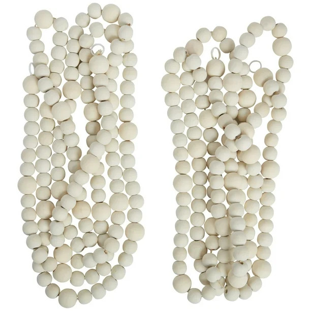 Holiday Time Wood Beaded Christmas Garland, 15 inch, 2 Pack - Walmart.com | Walmart (US)