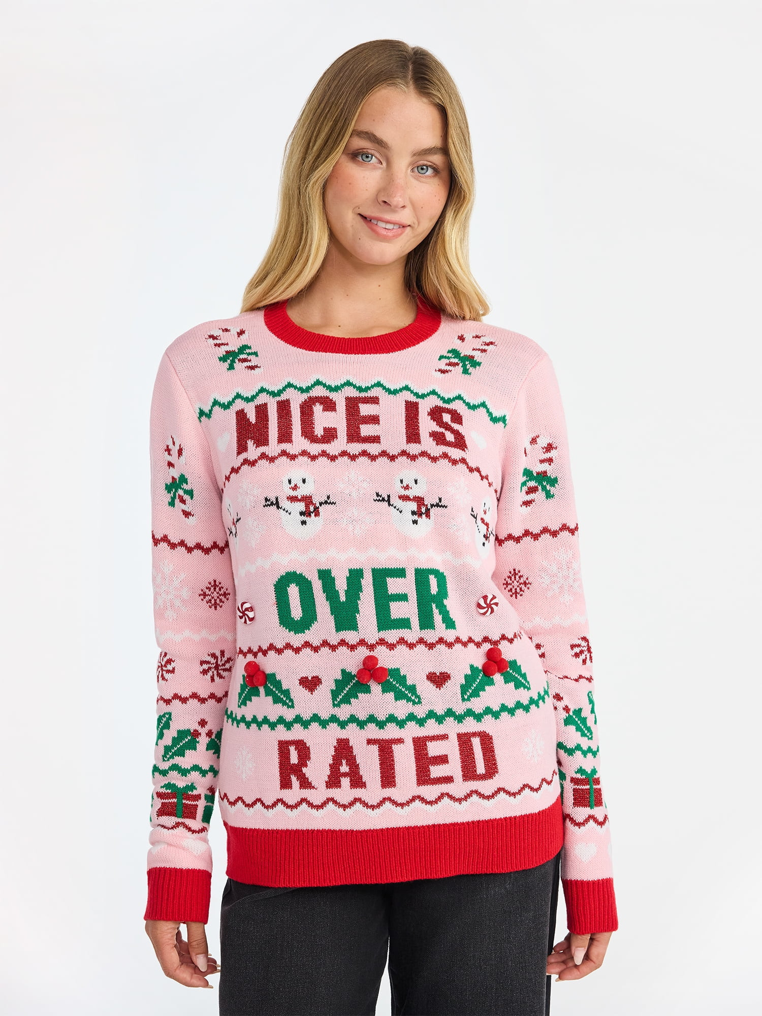 No Boundaries Christmas Sweater, Lightweight, Women's - Walmart.com | Walmart (US)
