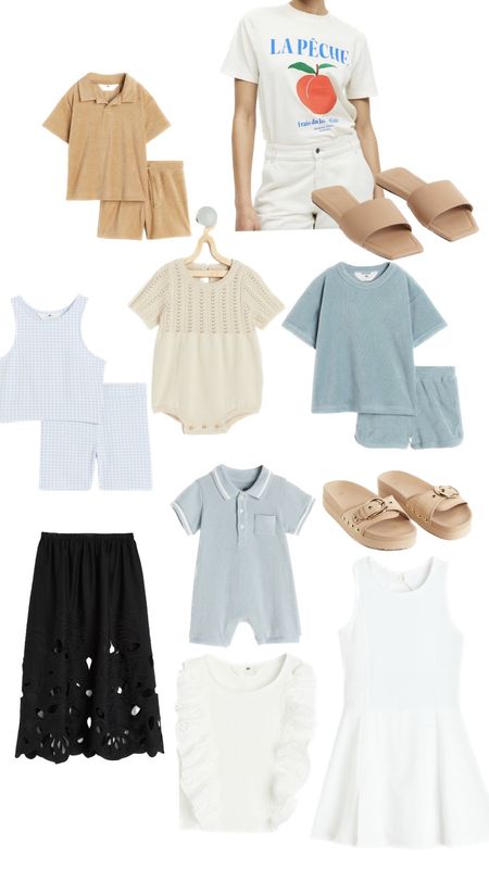 Latest H&M order. Cutest finds for the littles and my tween girls too. Loving this black eyelet skirt, and those square toe slides👌🏼. Tennis dress with pockets underneath, and the cutest la peach t shirt. 

#LTKfamily #LTKFind #LTKunder50