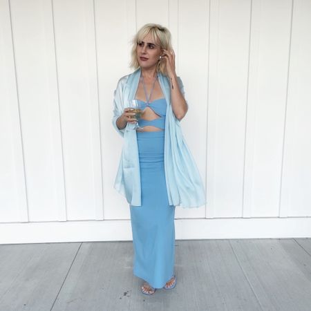 Dress is Zara, the baby blue lace up sandals are Jeffrey Campbell, and the scarf is 100% silk (for $16.99 and comes in a TON of colors) from Amazon. Everything (but the dress) is linked to shop. 💎💎💎 #ootd #weddingootd

#LTKunder100 #LTKwedding #LTKstyletip