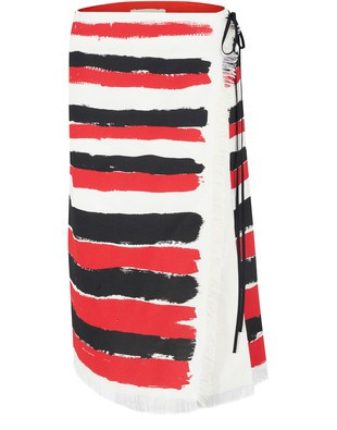 Brushstroke-stripe frayed midi skirt | 24S (APAC/EU)