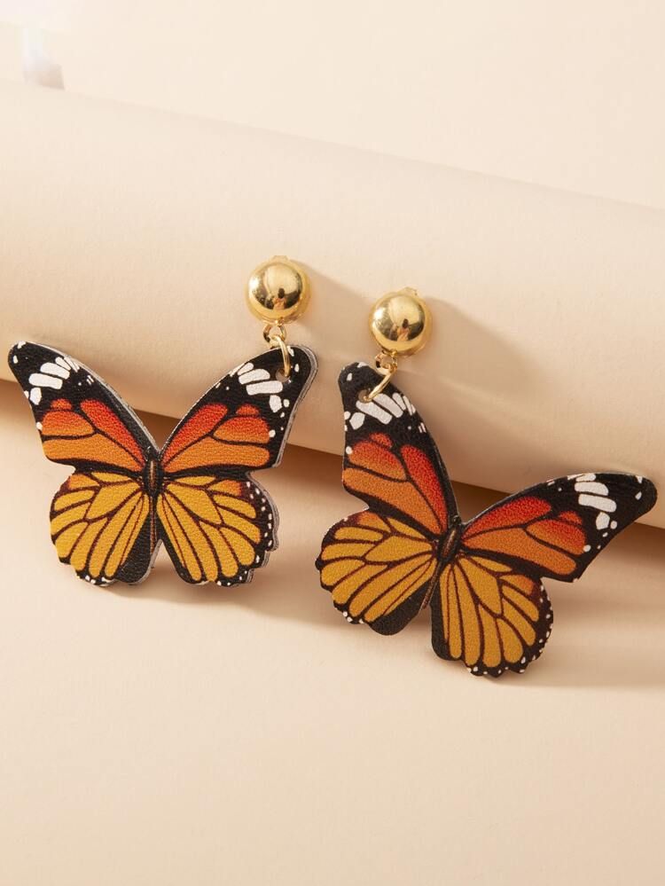 Butterfly Round Ball Drop Earrings | SHEIN