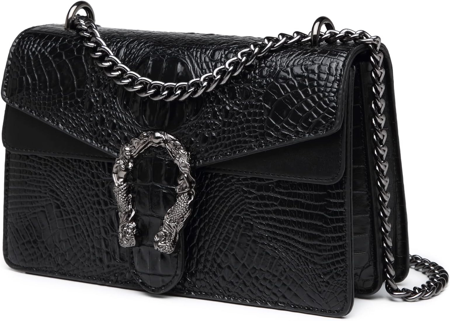 MYHOZEE Crossbody Bags for Women - Snake Printed Clutch Purses Leather Chain Shoulder Bags Evenin... | Amazon (US)