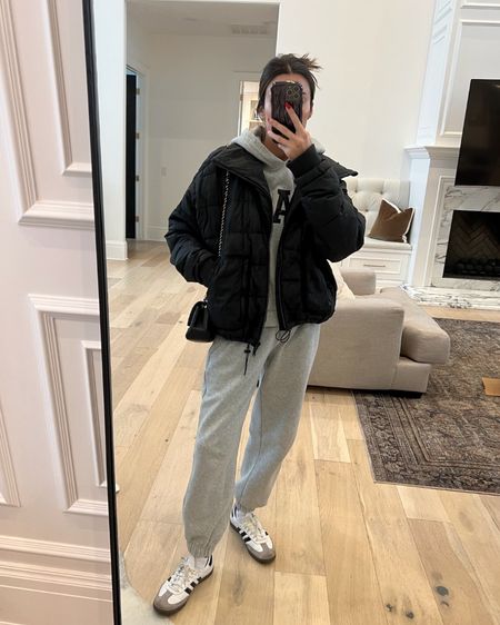 Casual winter outfit 🖤 my adidas sambas are finally back in stock - these will sell out fast! 

Winter outfit; winter style; mom outfit; school drop off outfit; gray sweatpants; free people; gap; adidas; black puffer coat; casual outfit; Christine Andrew 

#LTKshoecrush #LTKSeasonal #LTKstyletip