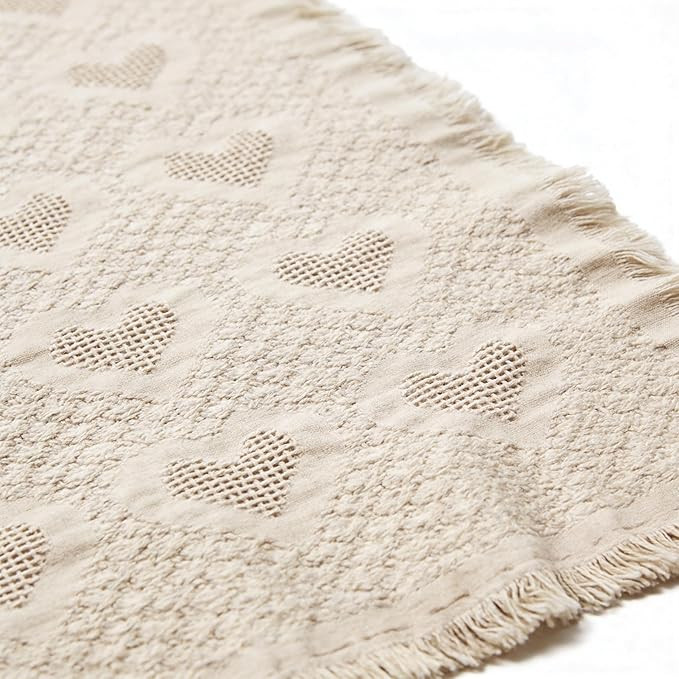 Pure Country Weavers Waffle Weave Hearts Natural Weave Blanket - Gift Tapestry Throw Woven from C... | Amazon (US)